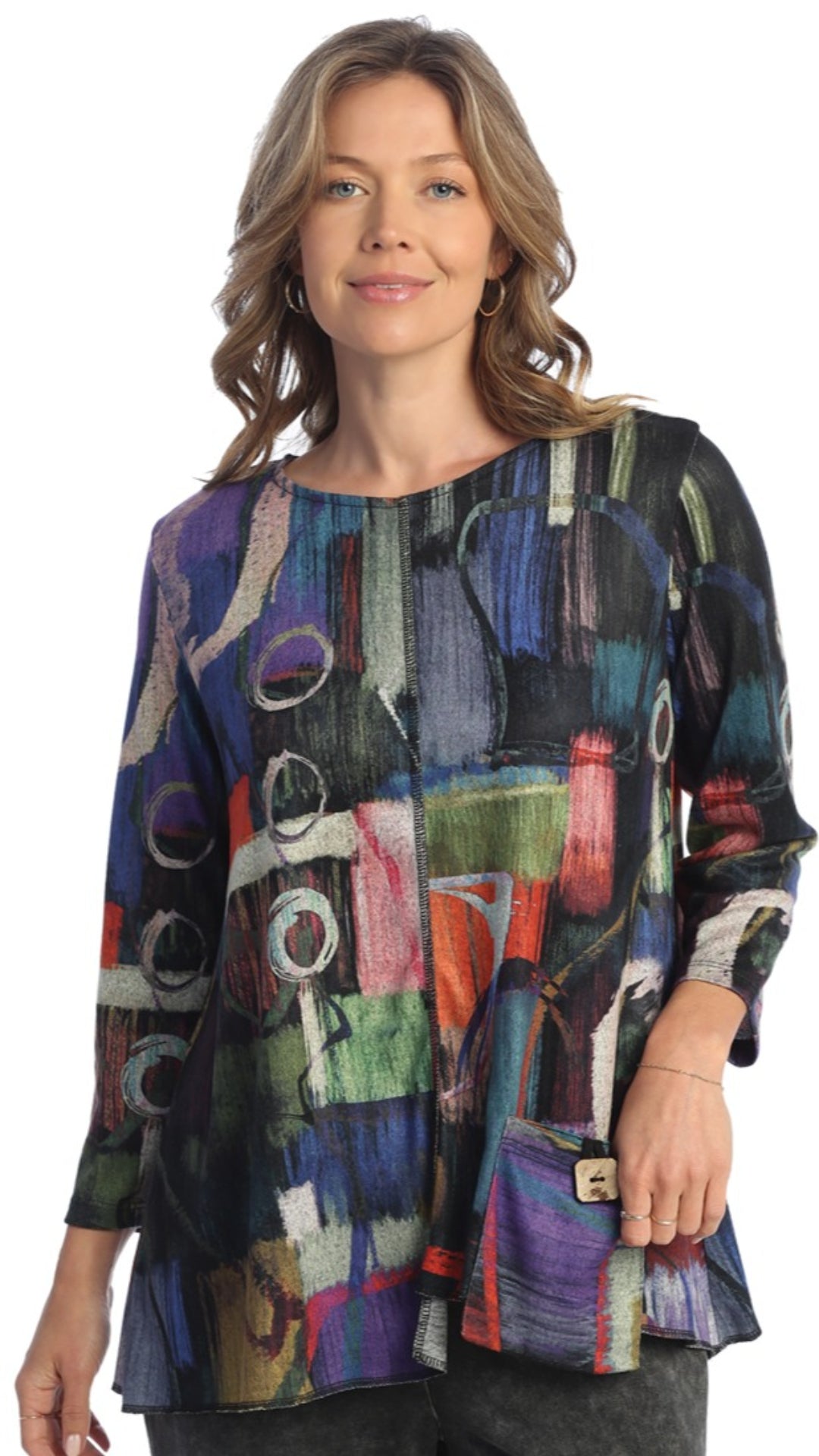 Jess & Jane Brushed Knit Tunic Top - Multiple Prints