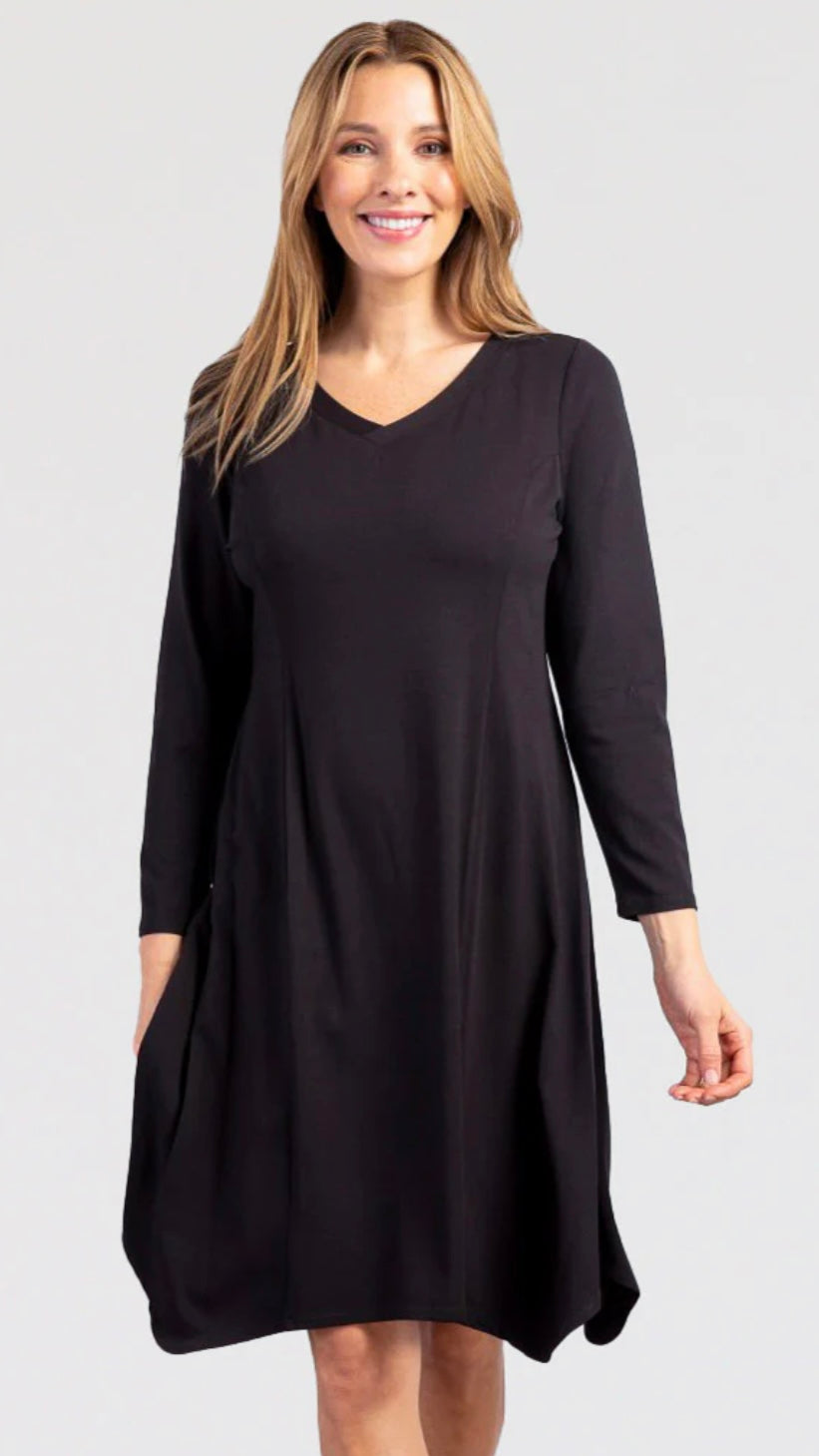 Black Dipped Hem Dress