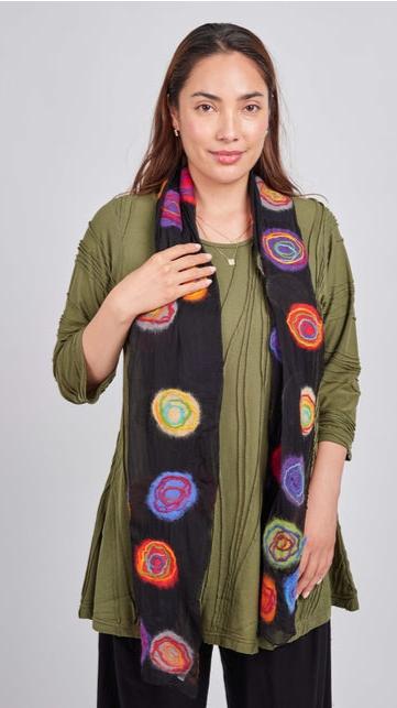 Windhorse Spiral Felt and Silk Scarf - Multiple Colors