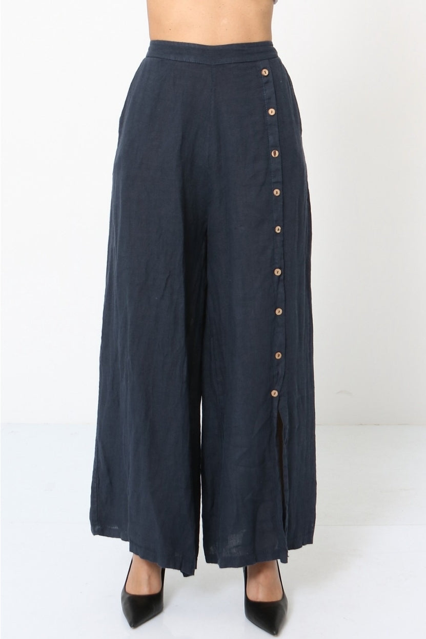 Lea & Luc Linen Button Trouser - Multiple Colors