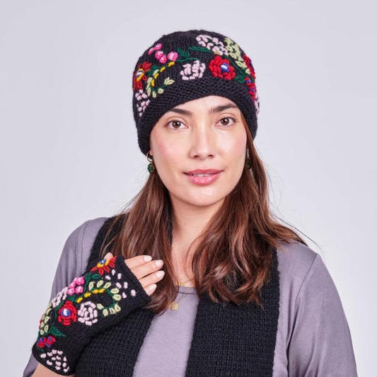 Windhorse Floral Embroidered Beanie