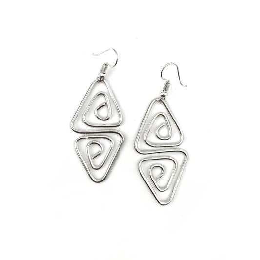 Anju Jewelry Silver Triangle Center Spiral Earrings