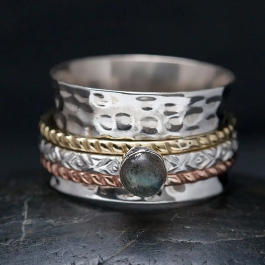 Baizaar Sterling Silver Labradorite Spinner Ring