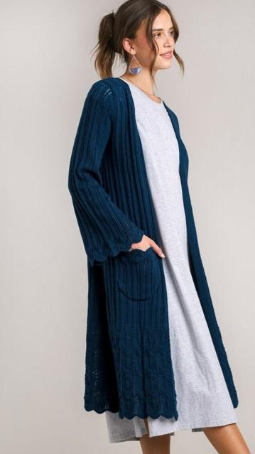 BNS Scallop Hem Sweater Cardigan