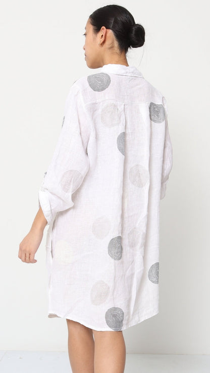 Lea & Luc Linen Printed Shirt Dress - Multiple Colors