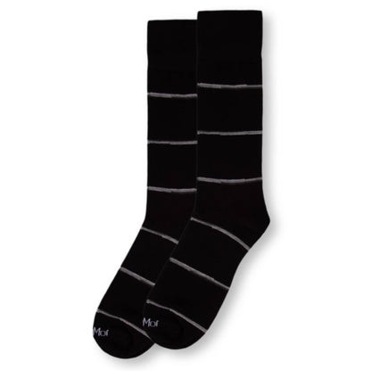 MeMoi Men's Spacedye Stripe Bamboo Dress Crew Socks