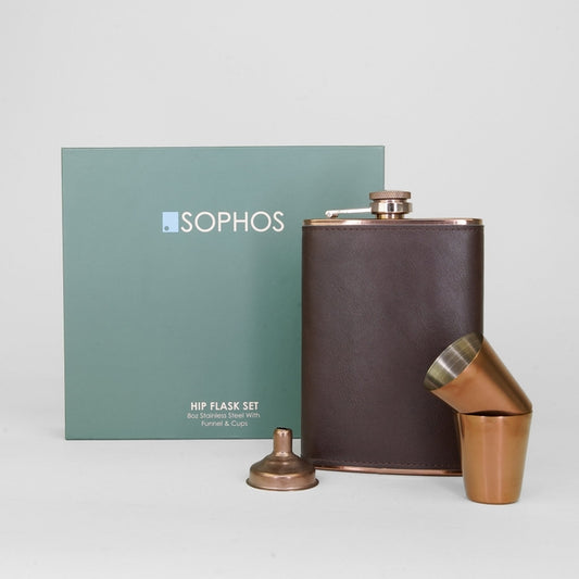 Sophos 4 Piece Copper Hip Flask Set