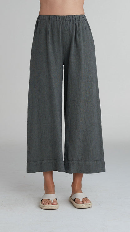 Cut Loose Crosshatch Pleated Crop Pant - Multiple Colors