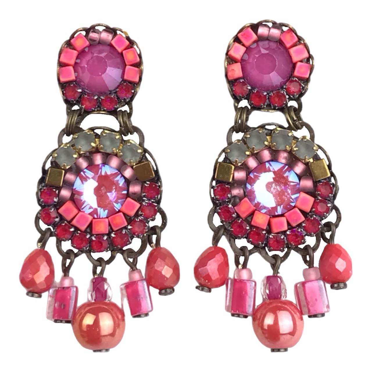 Melizi Jewelry Peoni Pink Crystal Earrings