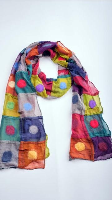 Windhorse Polkadot Patch Felt/Silk Scarf - Multiple Colors