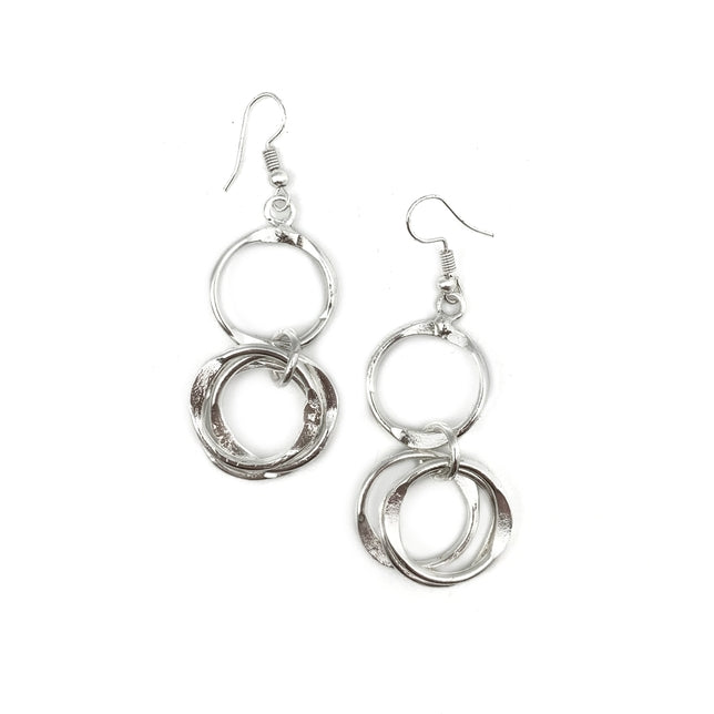 Anju Jewelry Silver Dangle Hammered Rings Earrings