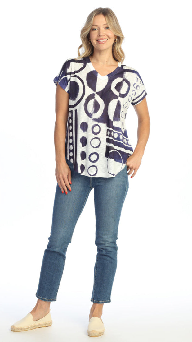 Jess & Jane Dolman Sleeve V-Neck Top - Multiple Prints