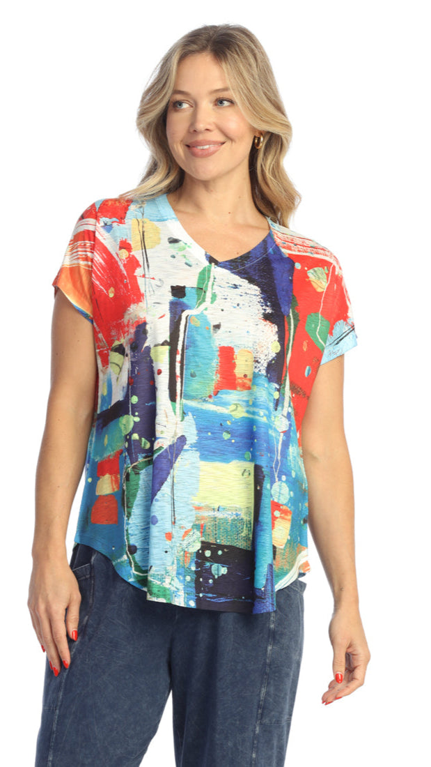 Jess & Jane Dolman Sleeve V-Neck Top - Multiple Prints