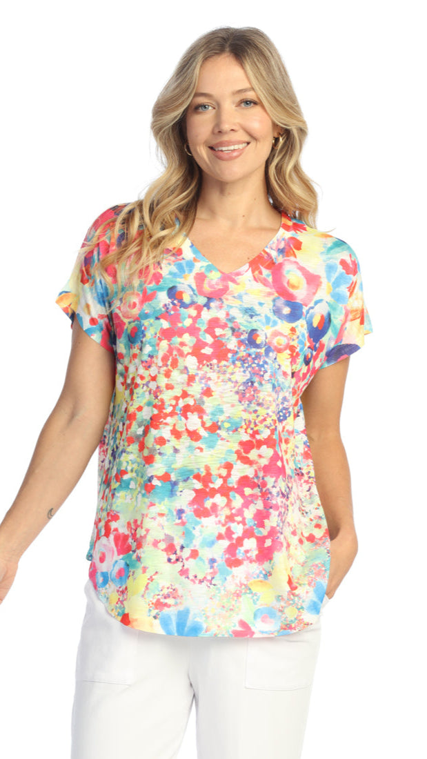 Jess & Jane Dolman Sleeve V-Neck Top - Multiple Prints