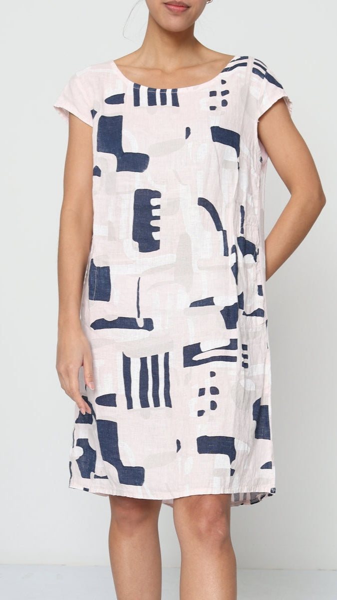 Lea & Luc Linen Printed Dress - Multiple Colors