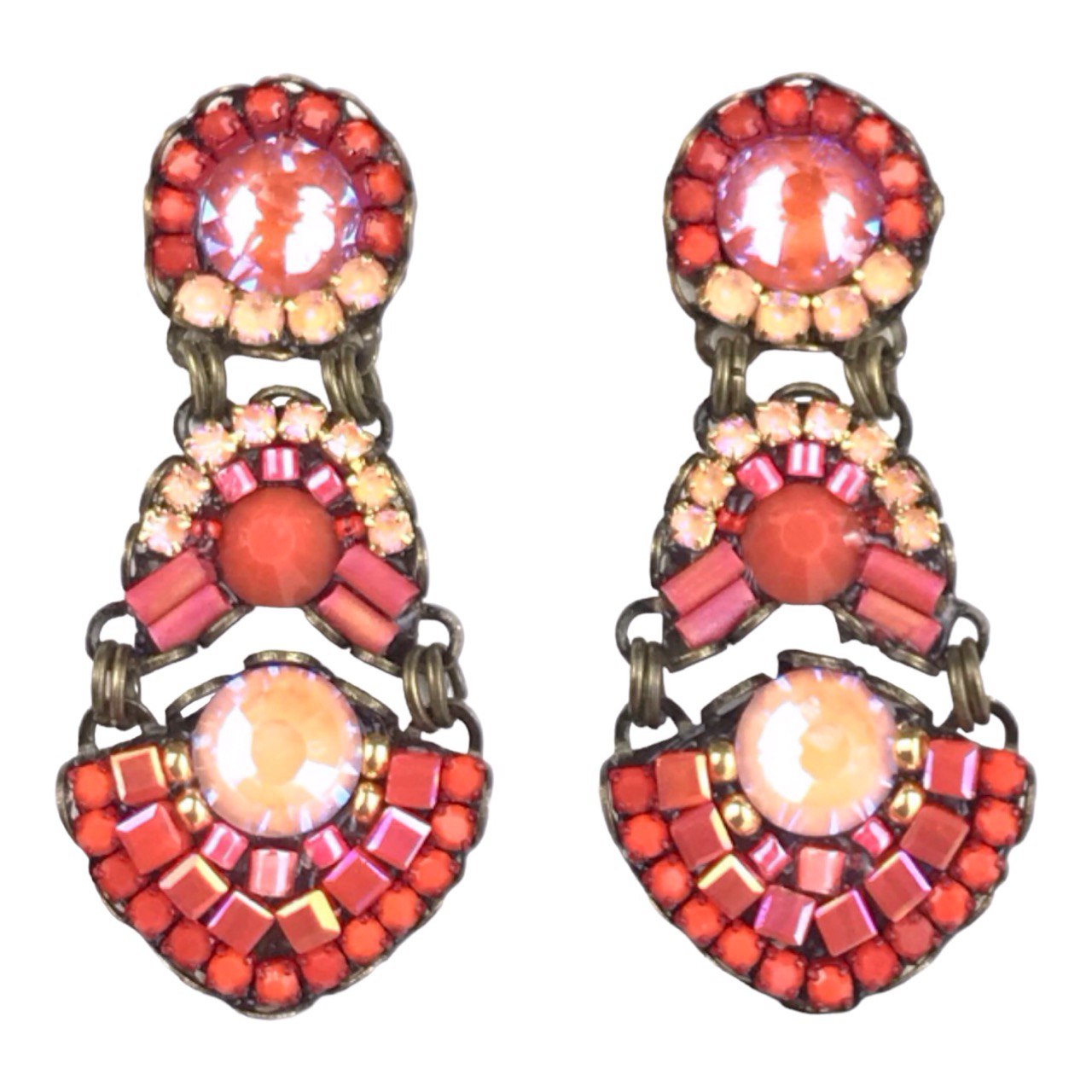 Melizi Jewelry Orange Passion Crystal Earrings