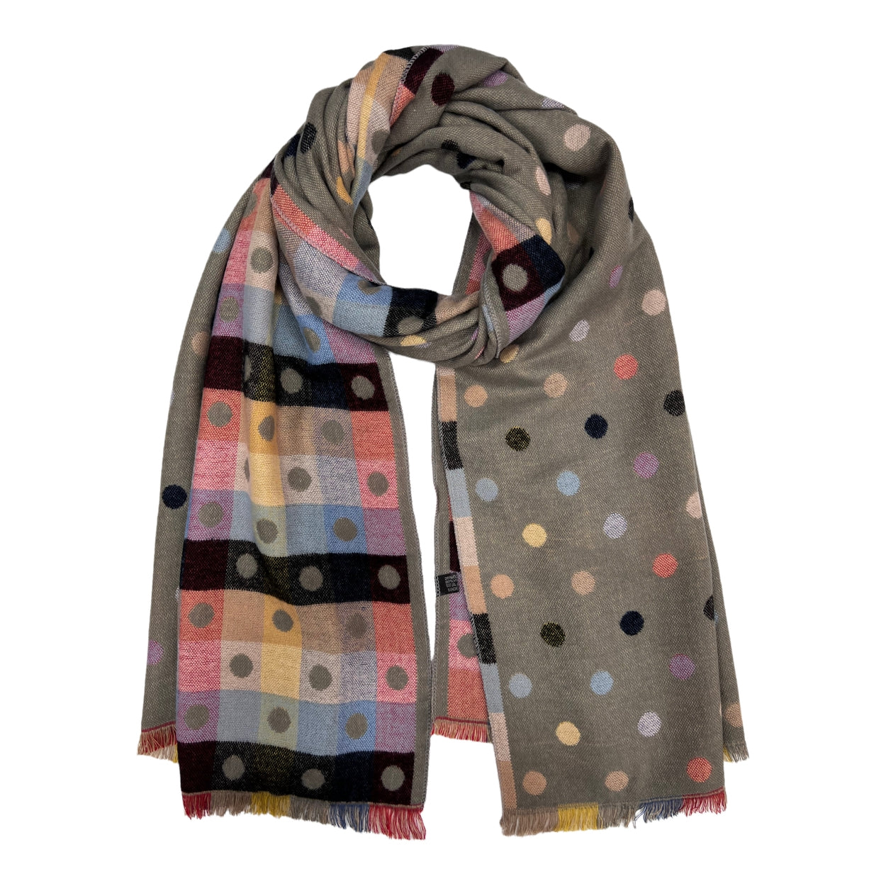 London Scarves Reversible Multi Color Dot Scarf - Multiple Colors