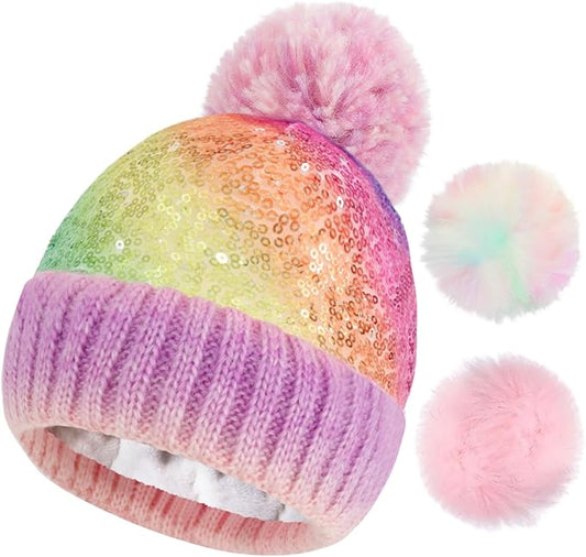 Kid's Multicolor Sequin Beanie - Multiple Colors