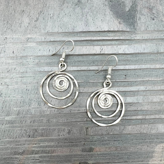 Anju Jewelry Silver Small Spiral Circle Earrings