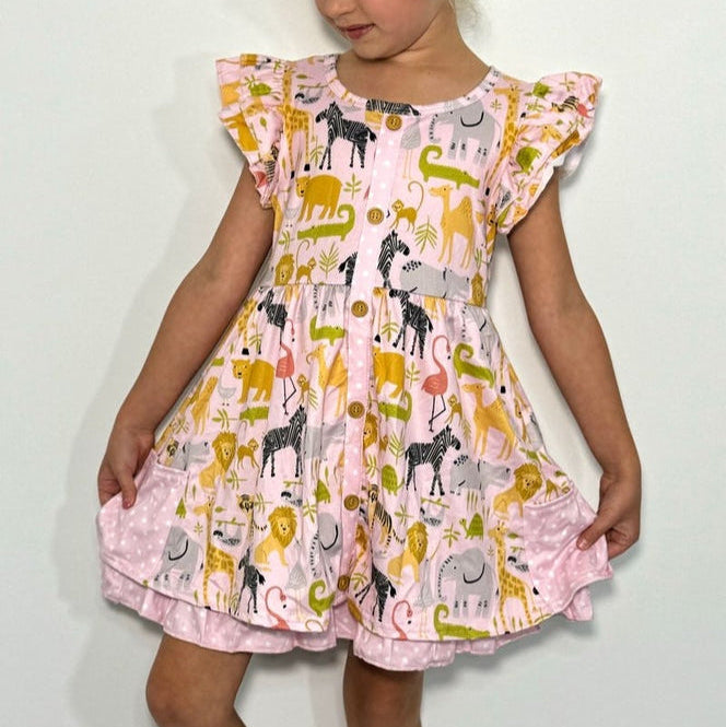 Clover Cottage Pink Zoo Dress