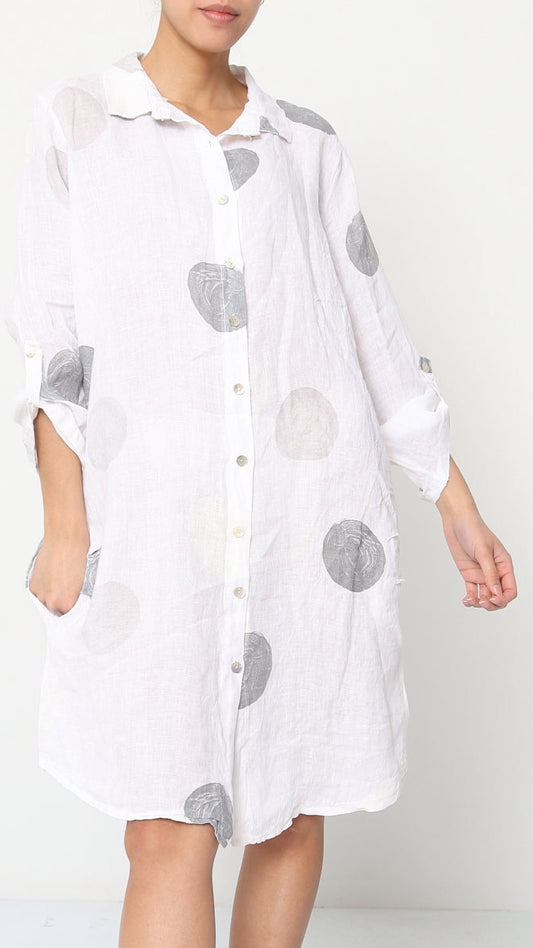 Lea & Luc Linen Printed Shirt Dress - Multiple Colors