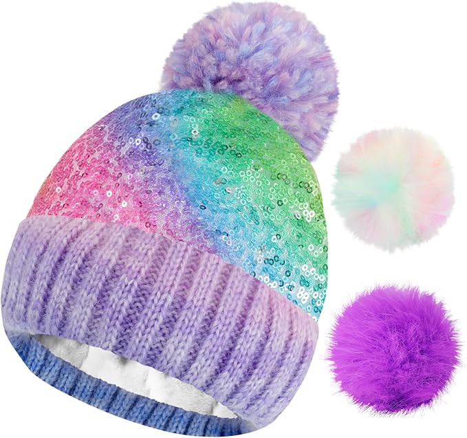 Kid's Multicolor Sequin Beanie - Multiple Colors