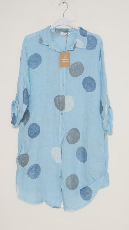 Lea & Luc Linen Printed Shirt Dress - Multiple Colors