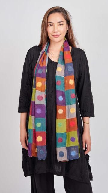 Windhorse Polkadot Patch Felt/Silk Scarf - Multiple Colors