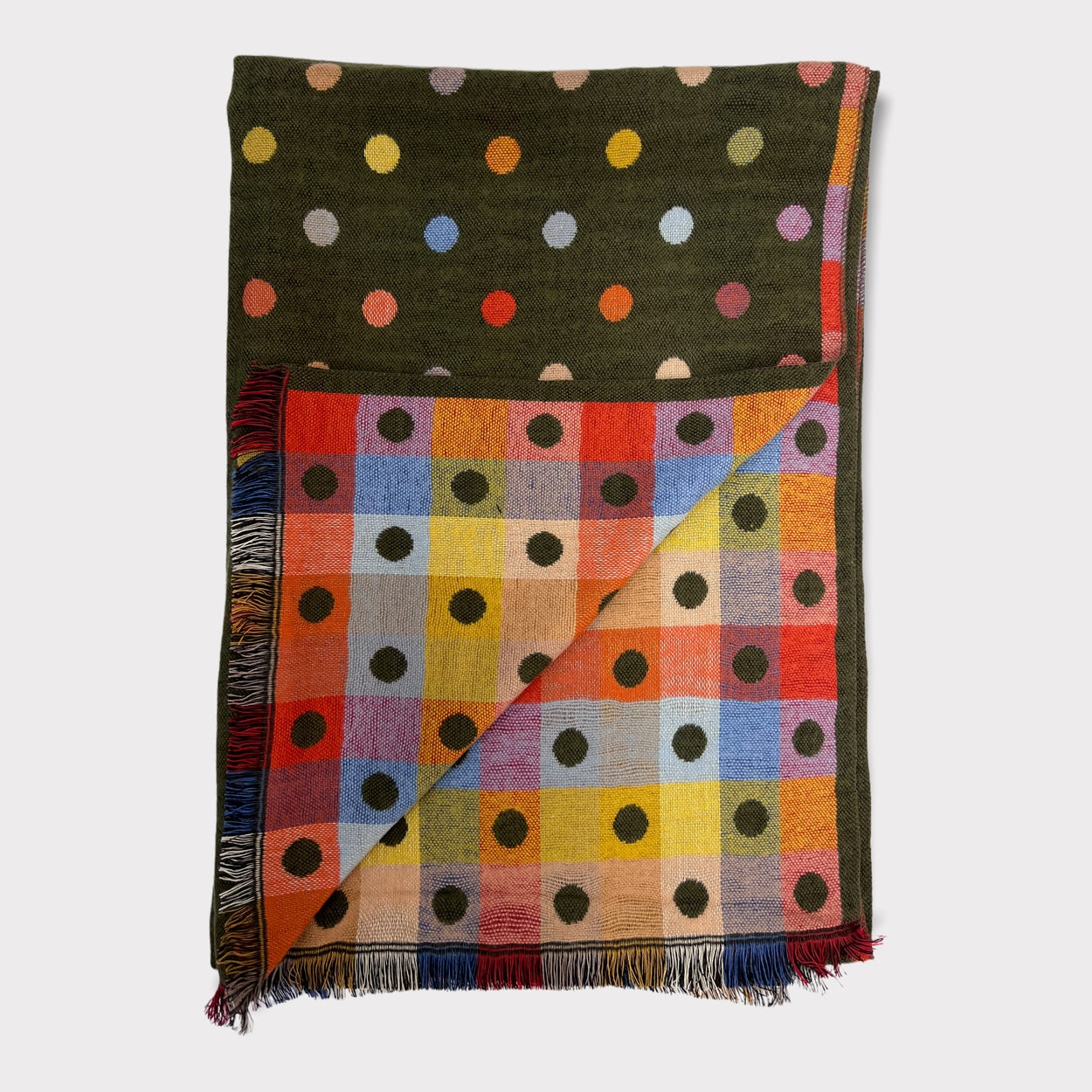 London Scarves Reversible Multi Color Dot Scarf - Multiple Colors