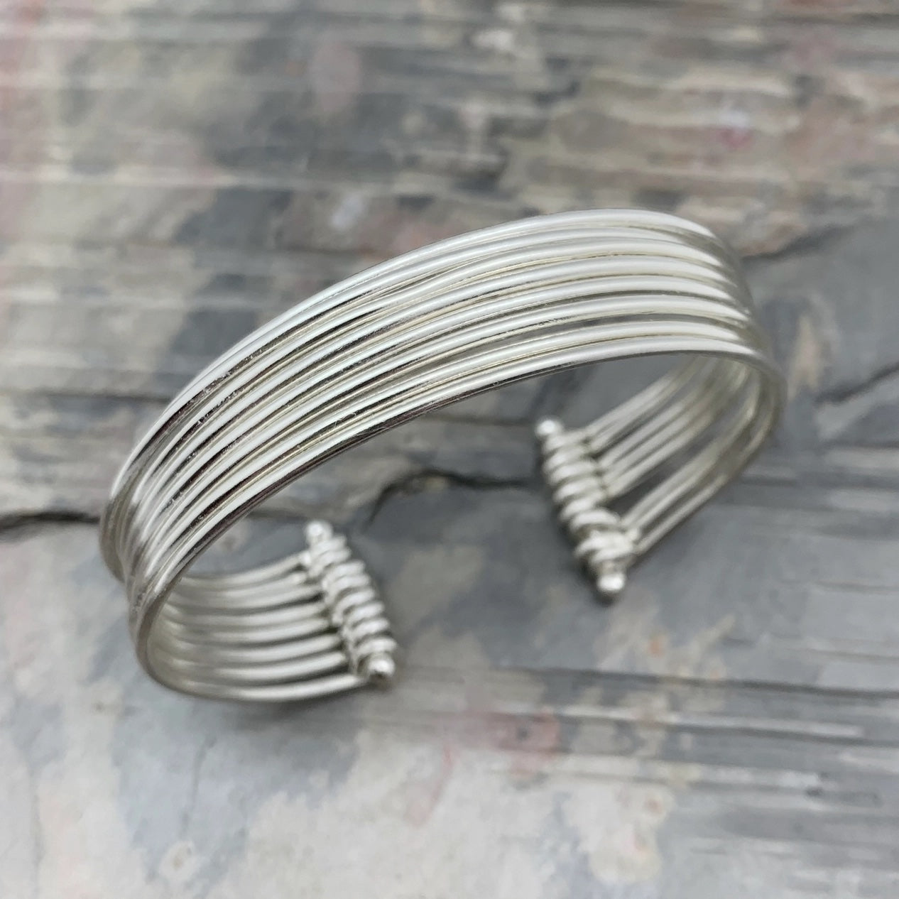 Anju Jewelry Silver Small Stacked Cuff Bracelet