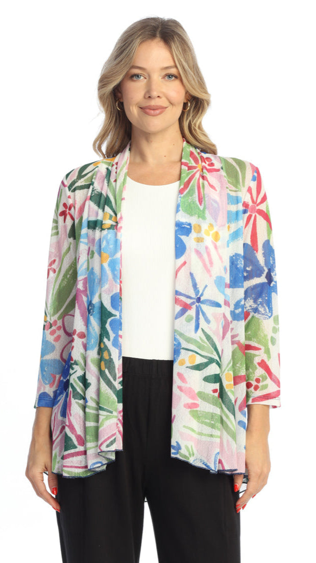 Jess & Jane Crepe Mesh Drape Cardigan - Multiple Prints