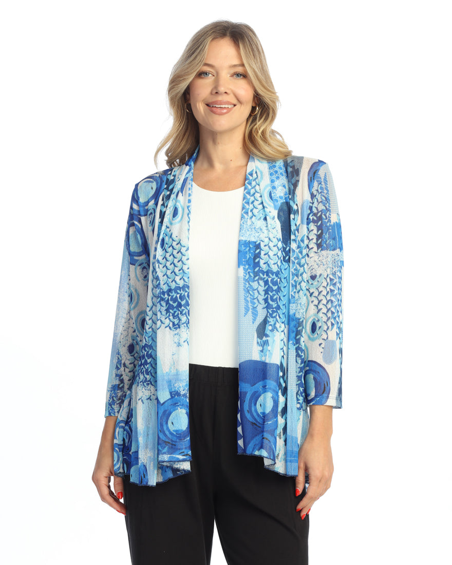 Jess & Jane Crepe Mesh Drape Cardigan - Multiple Prints