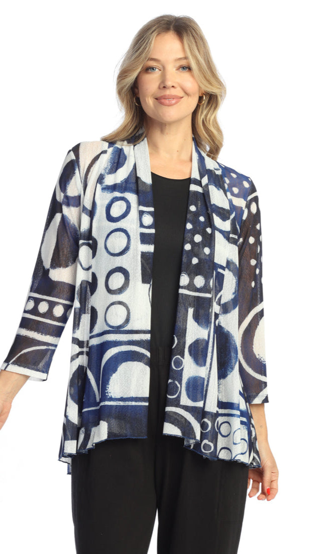 Jess & Jane Crepe Mesh Drape Cardigan - Multiple Prints