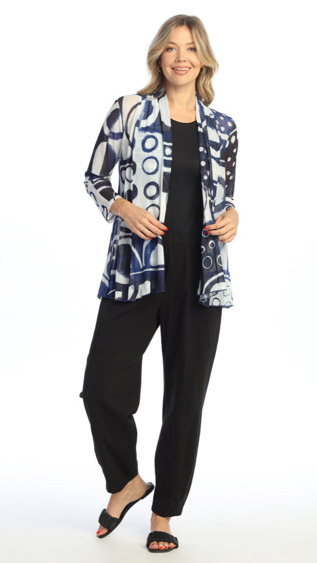 Jess & Jane Crepe Mesh Drape Cardigan - Multiple Prints