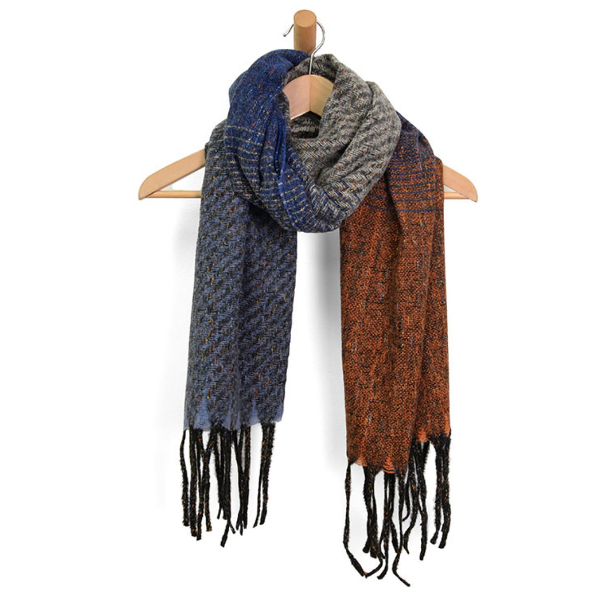 Joy Susan Heathered Slant Stripe Fringe Scarf - Multiple Colors