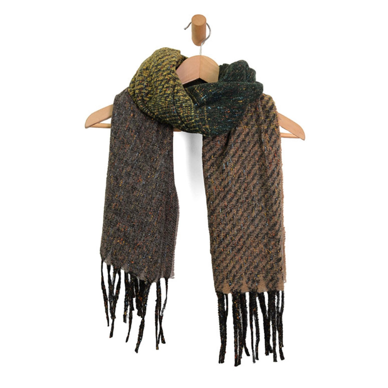 Joy Susan Heathered Slant Stripe Fringe Scarf - Multiple Colors