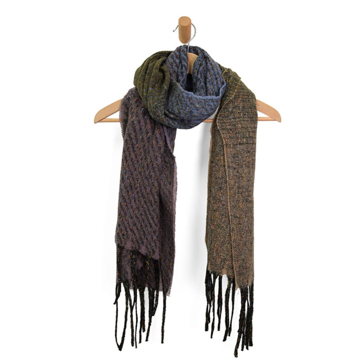 Joy Susan Heathered Slant Stripe Fringe Scarf - Multiple Colors