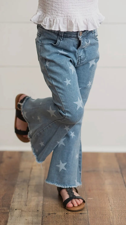 Oopsie Daisy Faded Star Flare Jeans