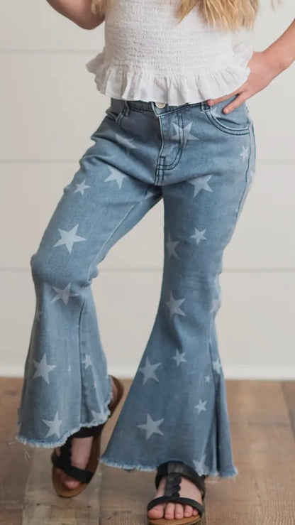 Oopsie Daisy Faded Star Flare Jeans