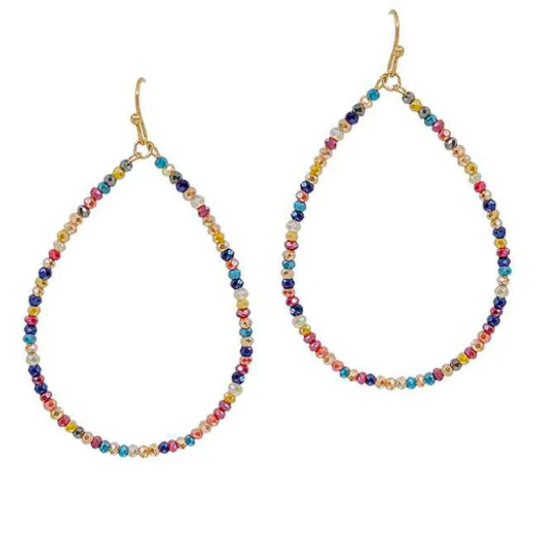 Teardrop Beaded Earrings - Multiple Colors