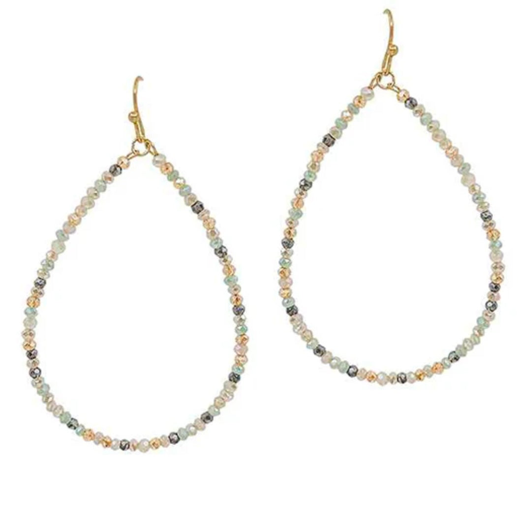 Teardrop Beaded Earrings - Multiple Colors