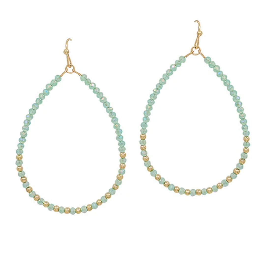 Teardrop Beaded Earrings - Multiple Colors