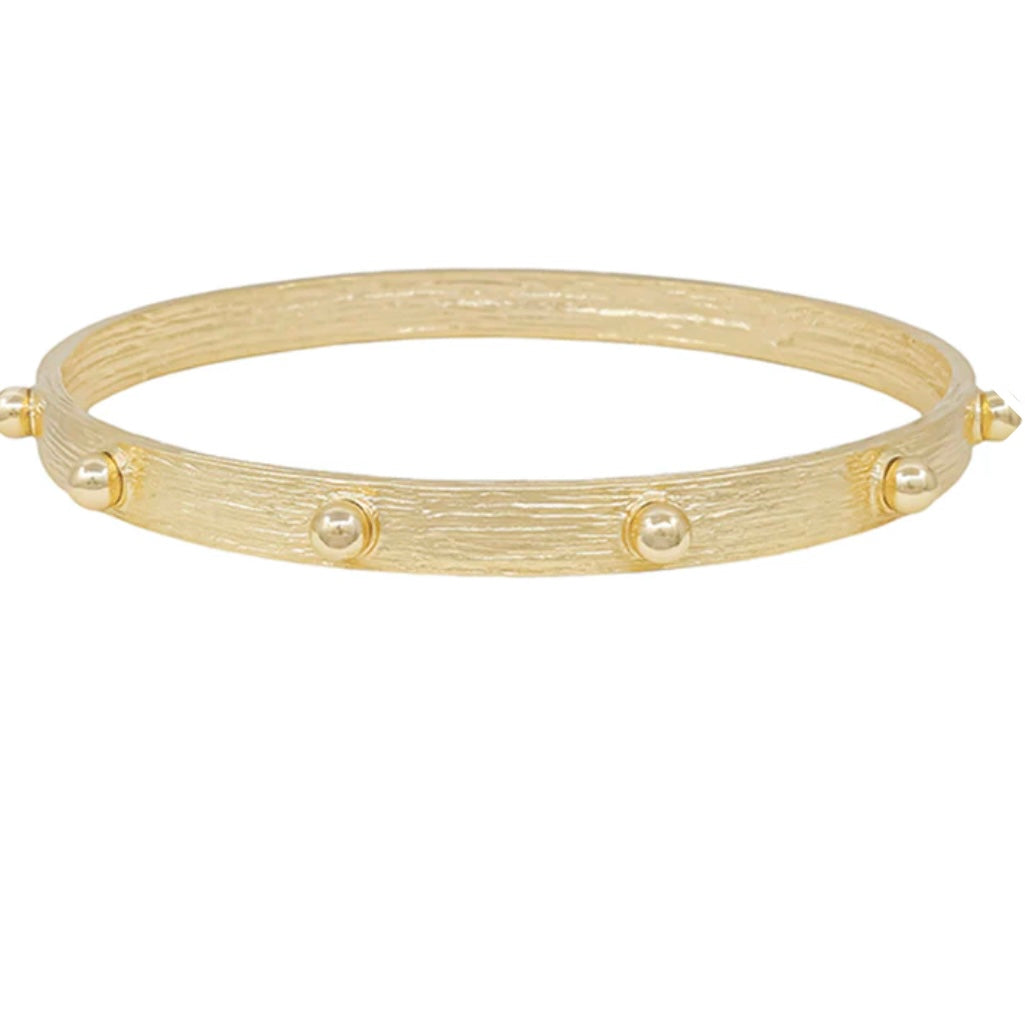 Crystal Accent Textured Bangle Bracelet - Multiple Colors