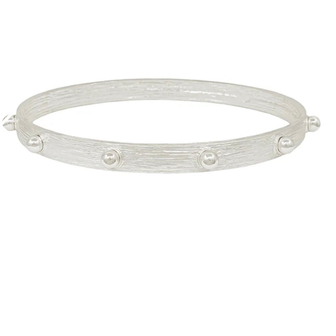 Crystal Accent Textured Bangle Bracelet - Multiple Colors