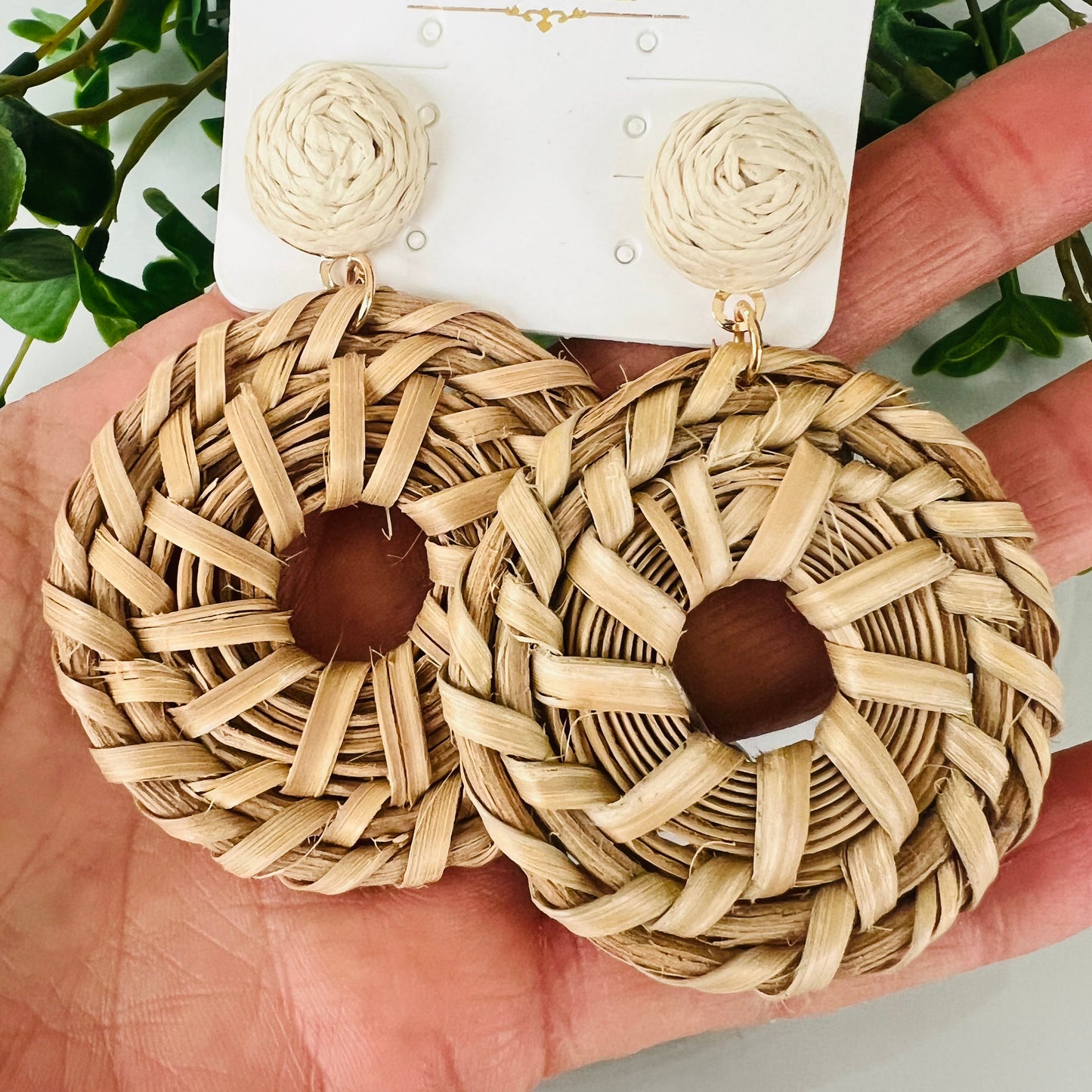 Rattan Pinwheel Post Earrings