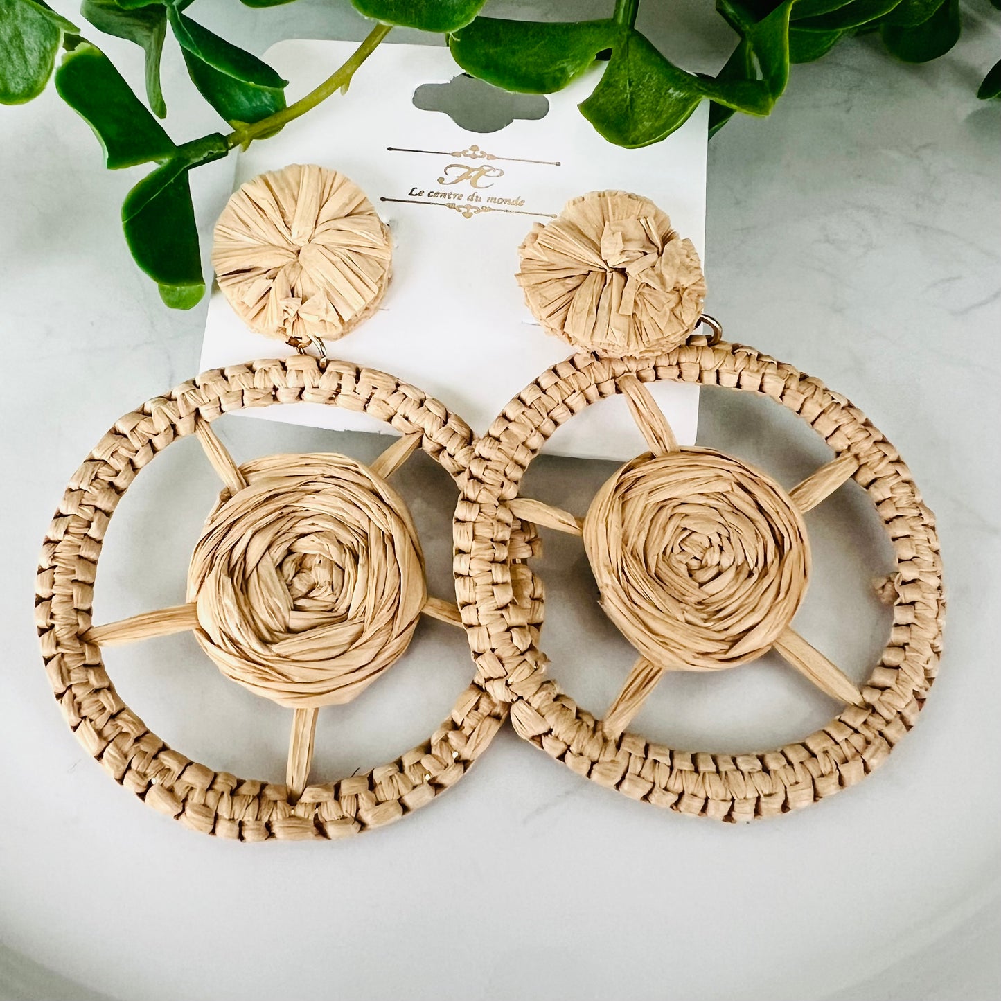 Rattan Wagon Wheel Post Earrings