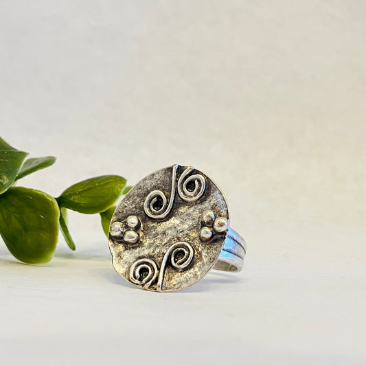 Volare Turkish Silver Adjustable Ring - #4491S