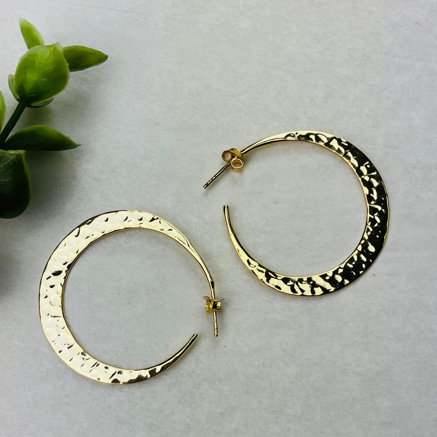 L.E. Leonard Jewelry Hammered Hoop Earrings- Multiple Metals