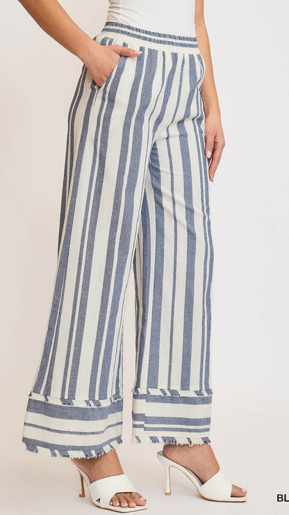 Umgee Striped Wide Leg Pant