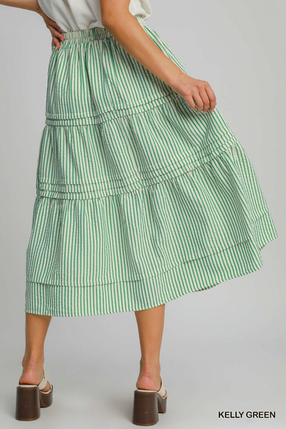 Umgee Tiered Maxi Skirt with Pin Tuck Detail